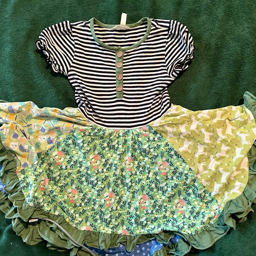 Matilda Jane x Joanna Gaines Farmland Frolic Twirling Dress size 6•FREE leggings